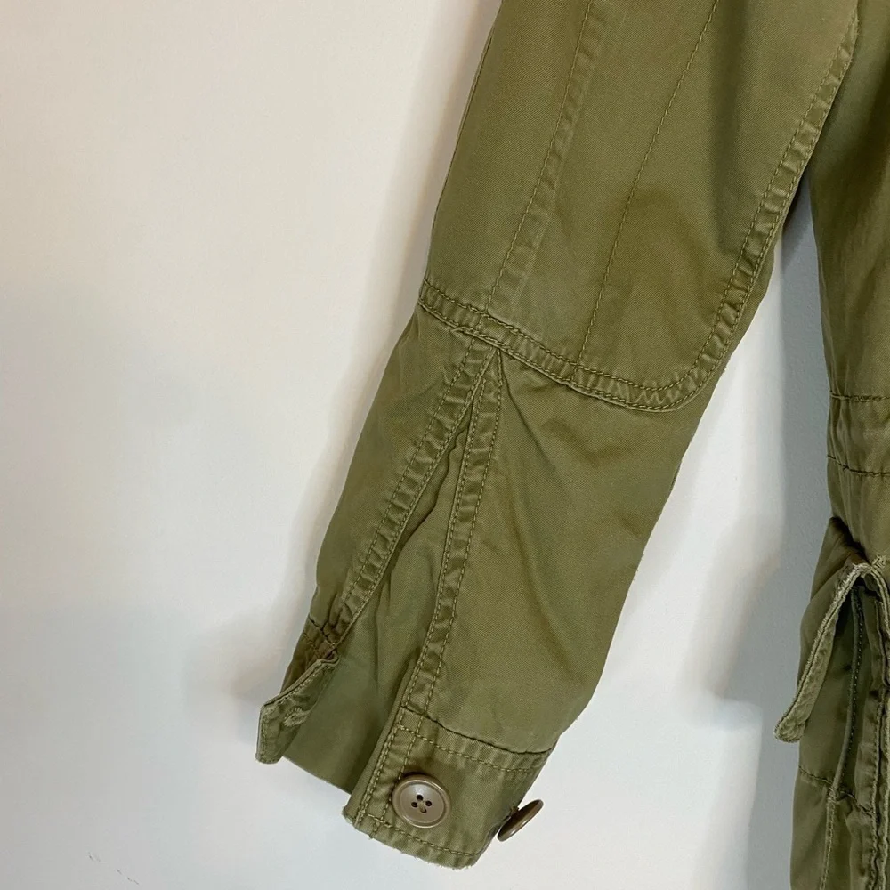 J Crew Classic Twill Chino Olive Green Military Style Jacket Punk Grunge Size 0 - Picture 8 of 15